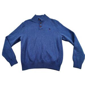 Polo Ralph Lauren Men's Blue Quarter Button Sweater with logo Size L